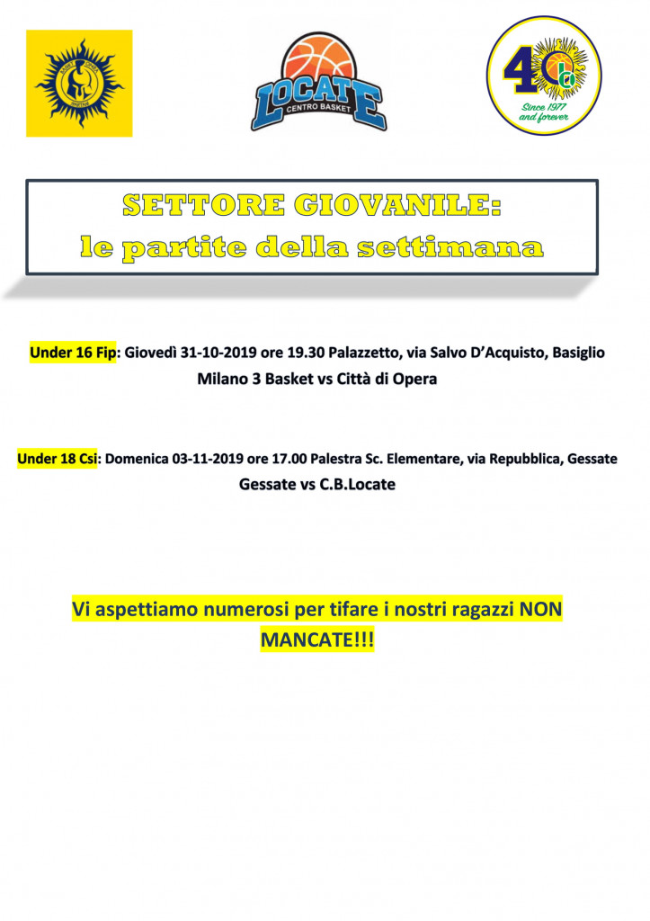 Sett. Giovanile Partite della Settimana 3-1